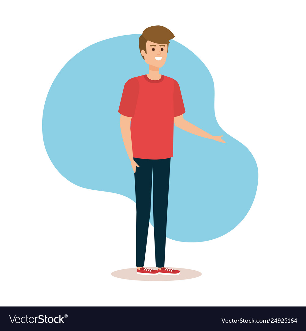 Handsome Boy With Hairstyle And Casual Clothes Vector Image