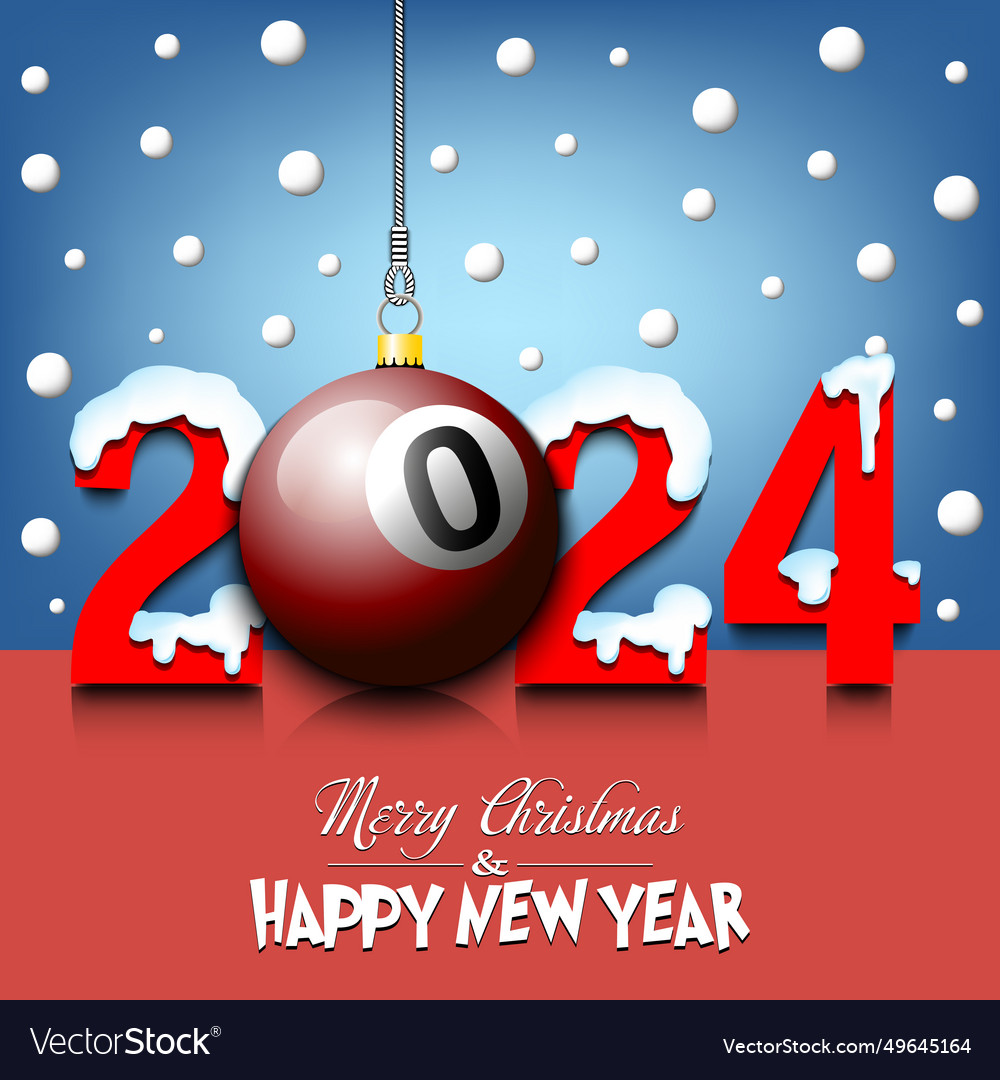 Happy new year 2024 and billiard ball Royalty Free Vector