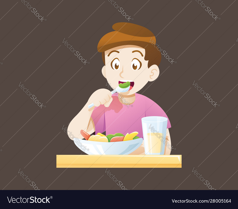 Kid boy eat Royalty Free Vector Image - VectorStock