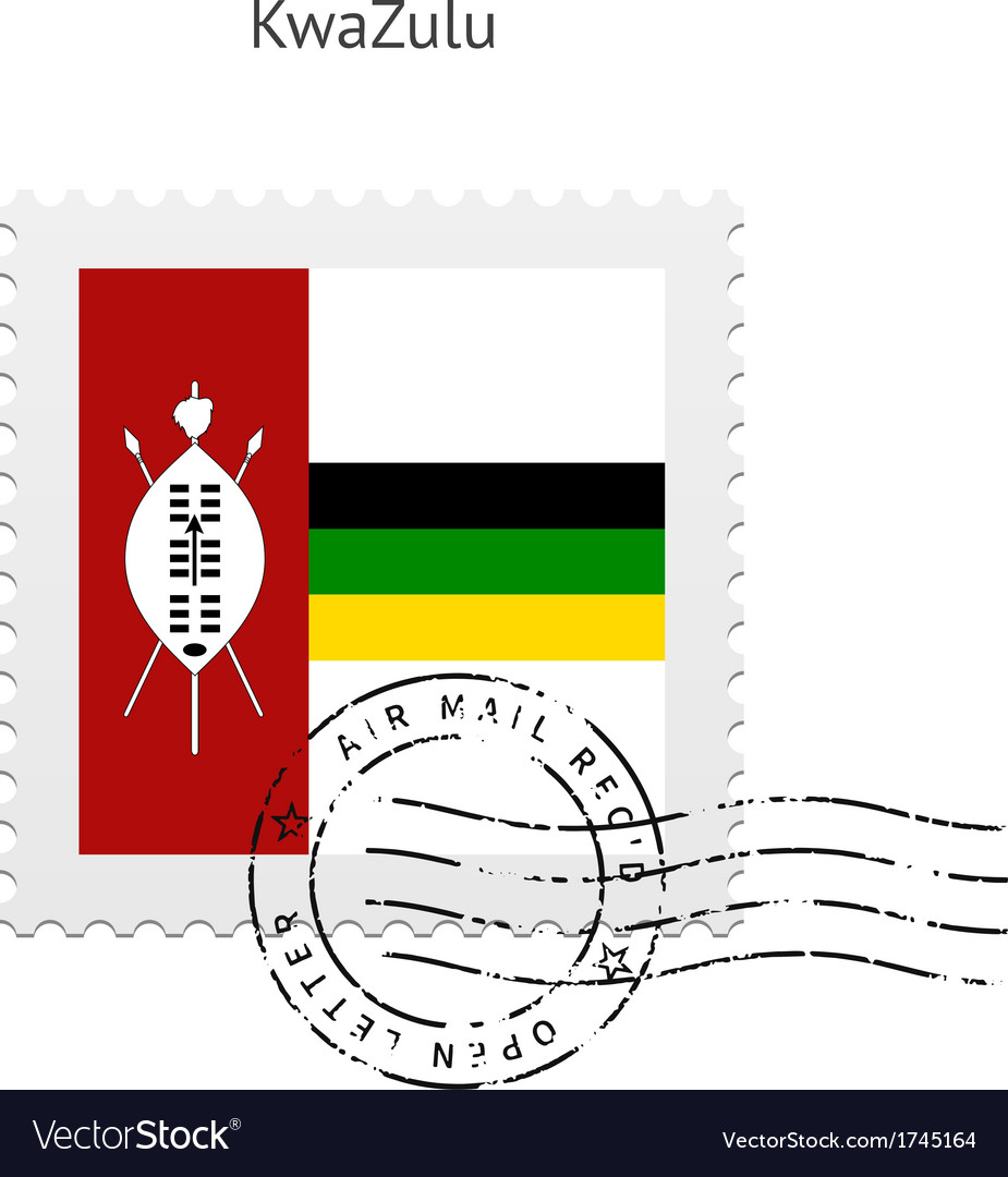 Kwazulu flag postage stamp Royalty Free Vector Image