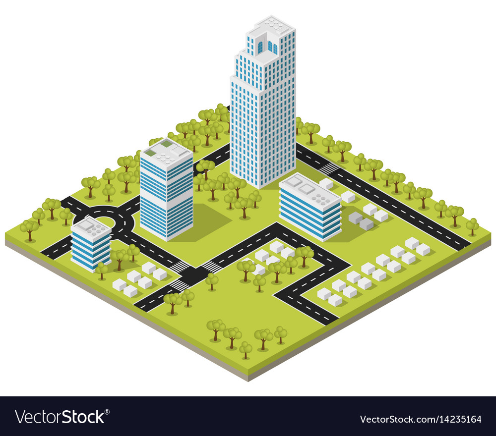 Landscape city in isometric Royalty Free Vector Image