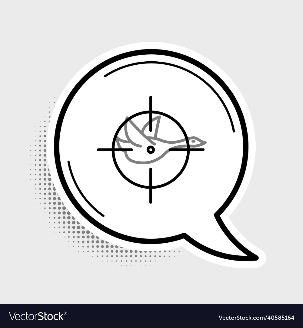 Line hunt on duck with crosshairs icon isolated