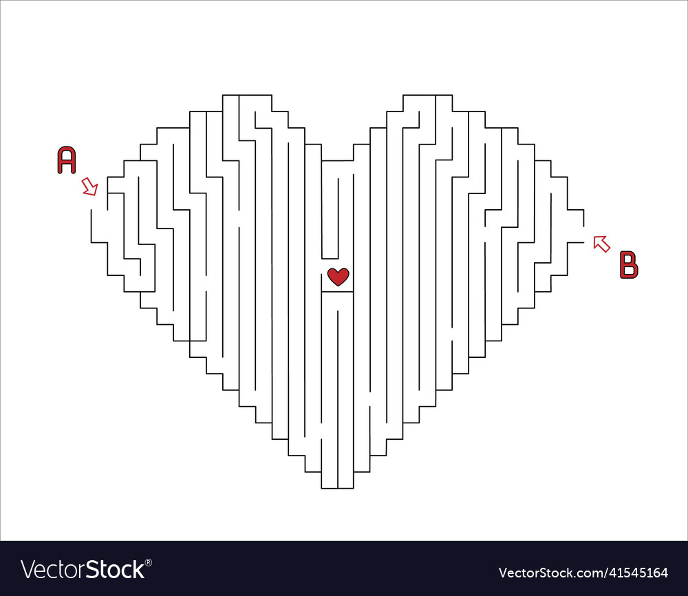Maze with heart shape two entries vector image Maze with heart shape two entries