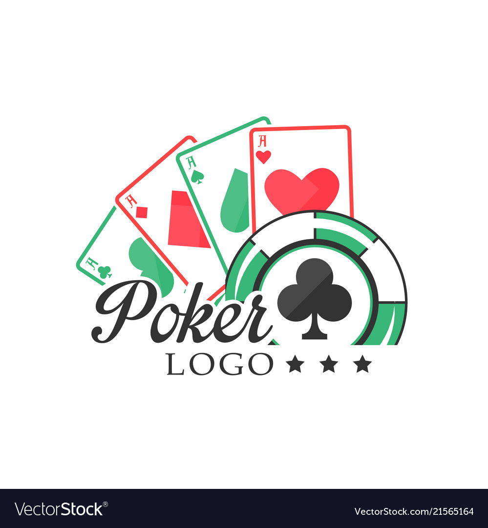 Poker logo vintage emblem with gambling elements