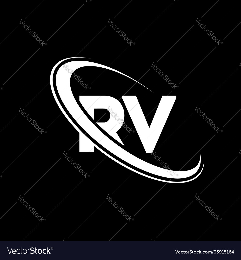 Rv logo r v design white letter rvr Royalty Free Vector