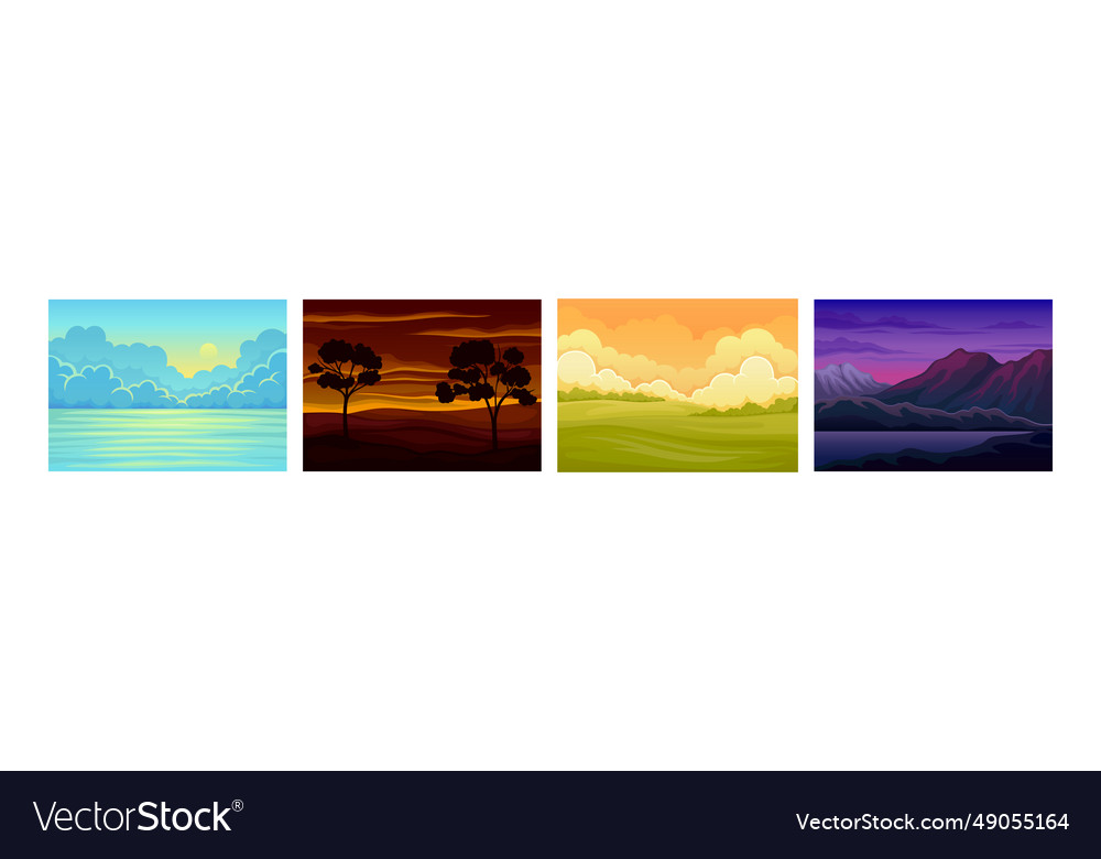 Sunrise and sunset landscapes with horizon Vector Image