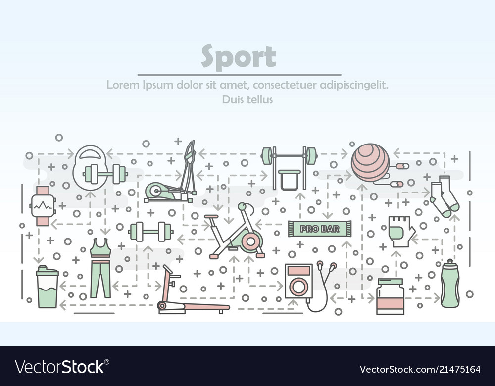 Thin line art sport poster banner template