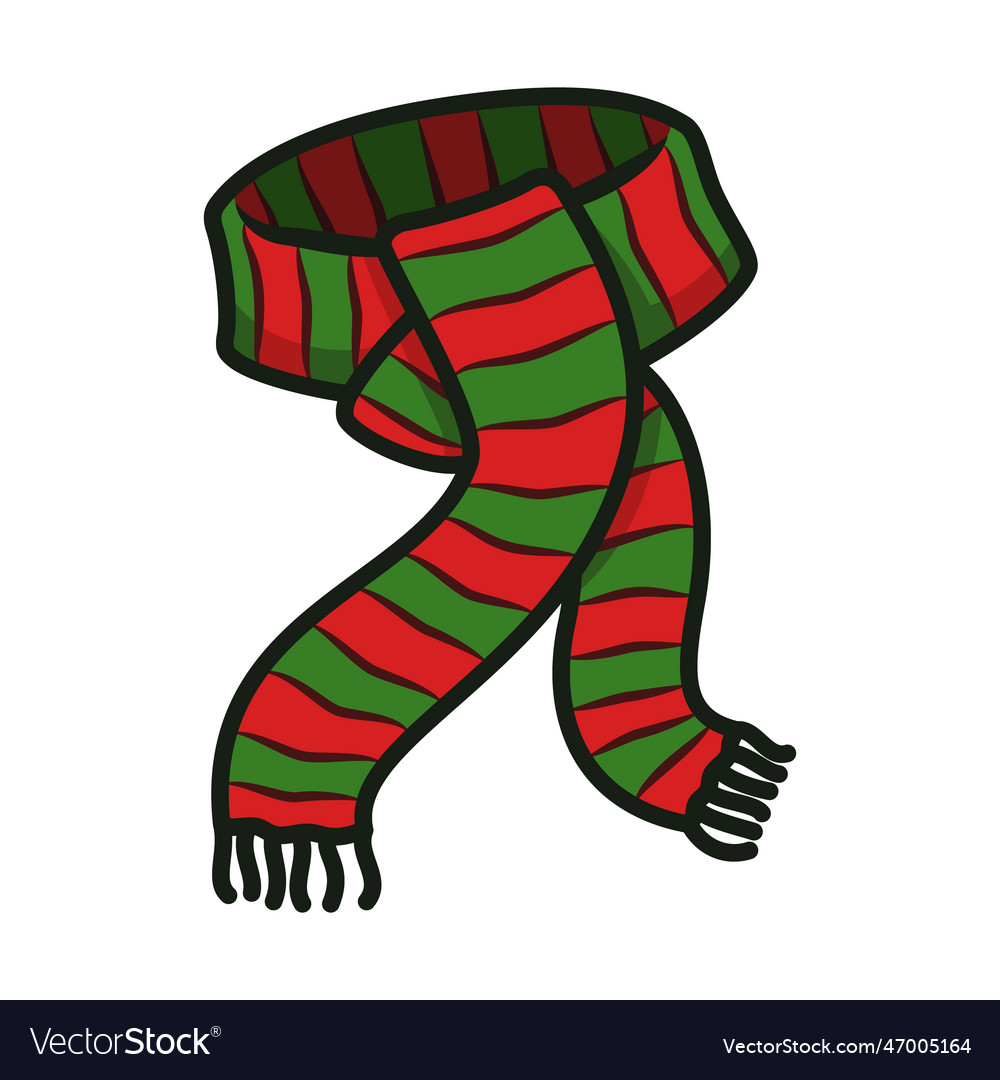 Winter red green scarf new year icon