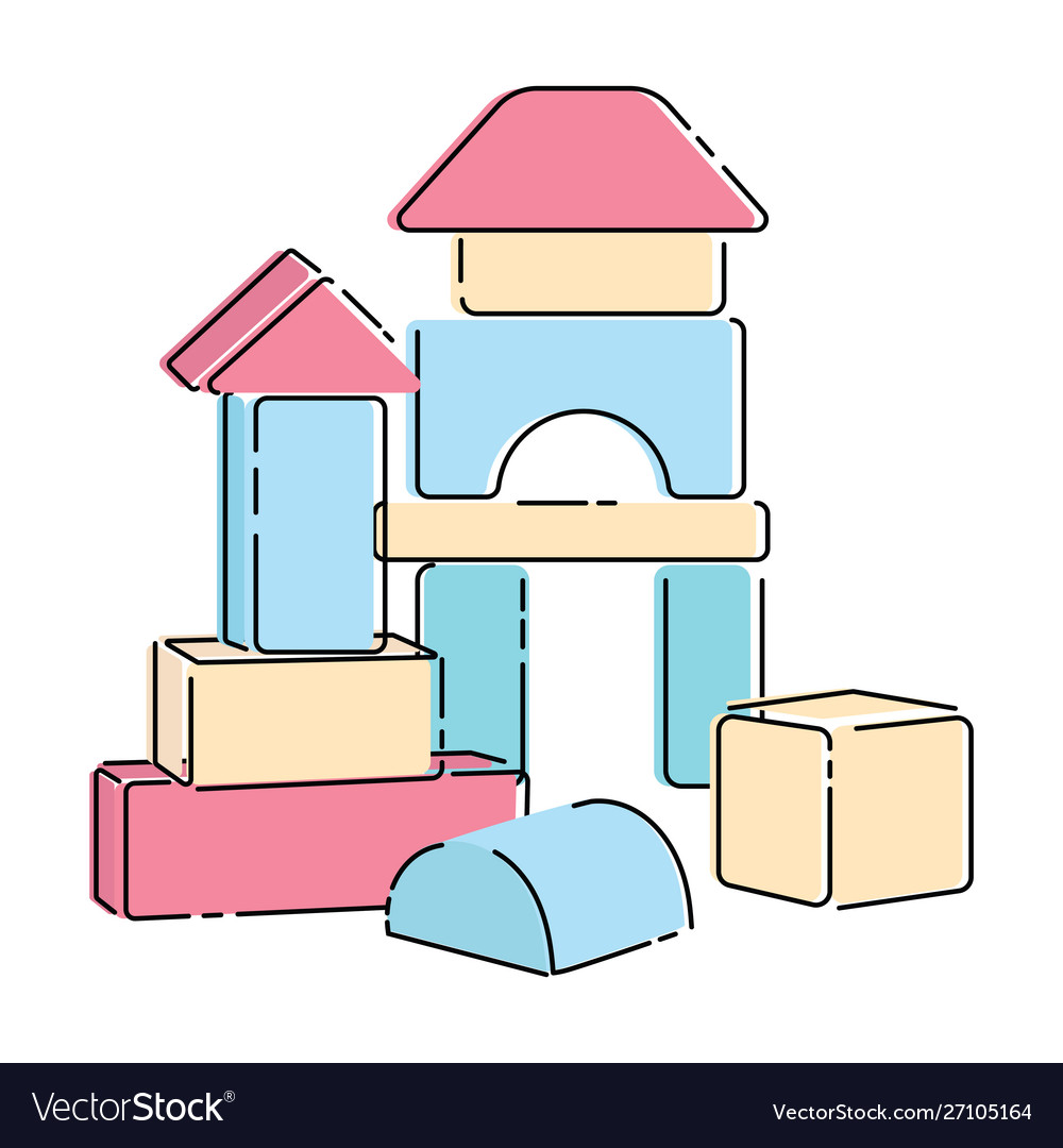Wooden constructor for children cartoon drawing Vector Image Wooden constructor for children cartoon drawing Vector Image