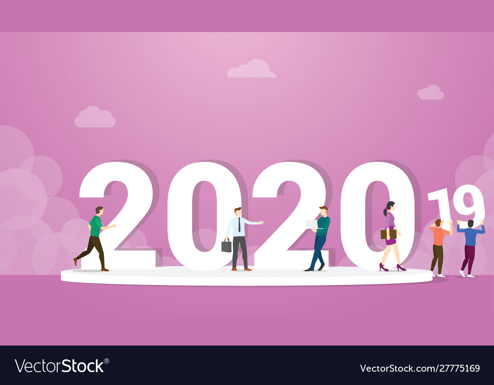 2020 new year change from 2019 with business man