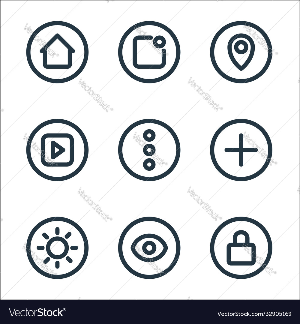 Basic ui line icons linear set quality