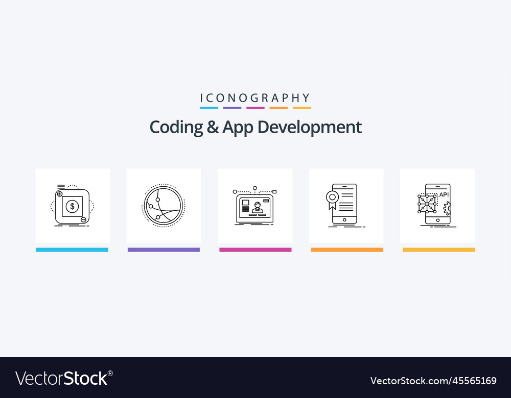 Codierung und App-Entwicklung Linie 5 Icon Pack
