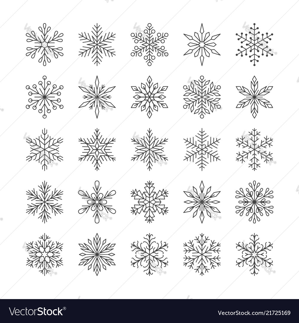 Cute snowflakes collection isolated on white vector image Cute snowflakes collection isolated on white