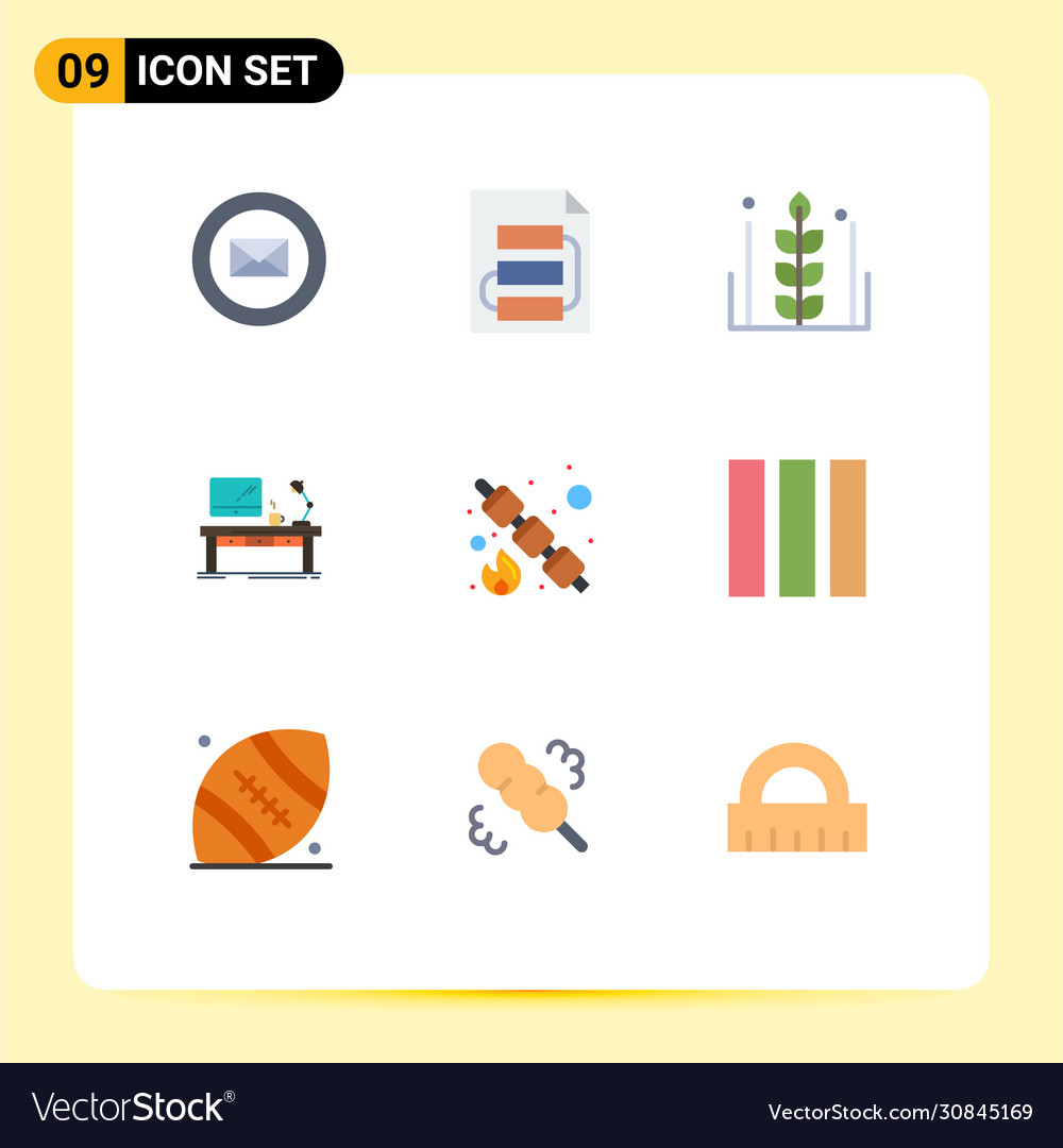 Group 9 flat colors signs and symbols for lamp