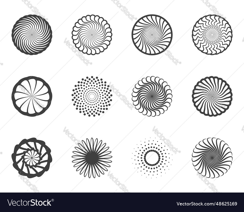 Spiral and swirl motion twisting circles design Vector Image