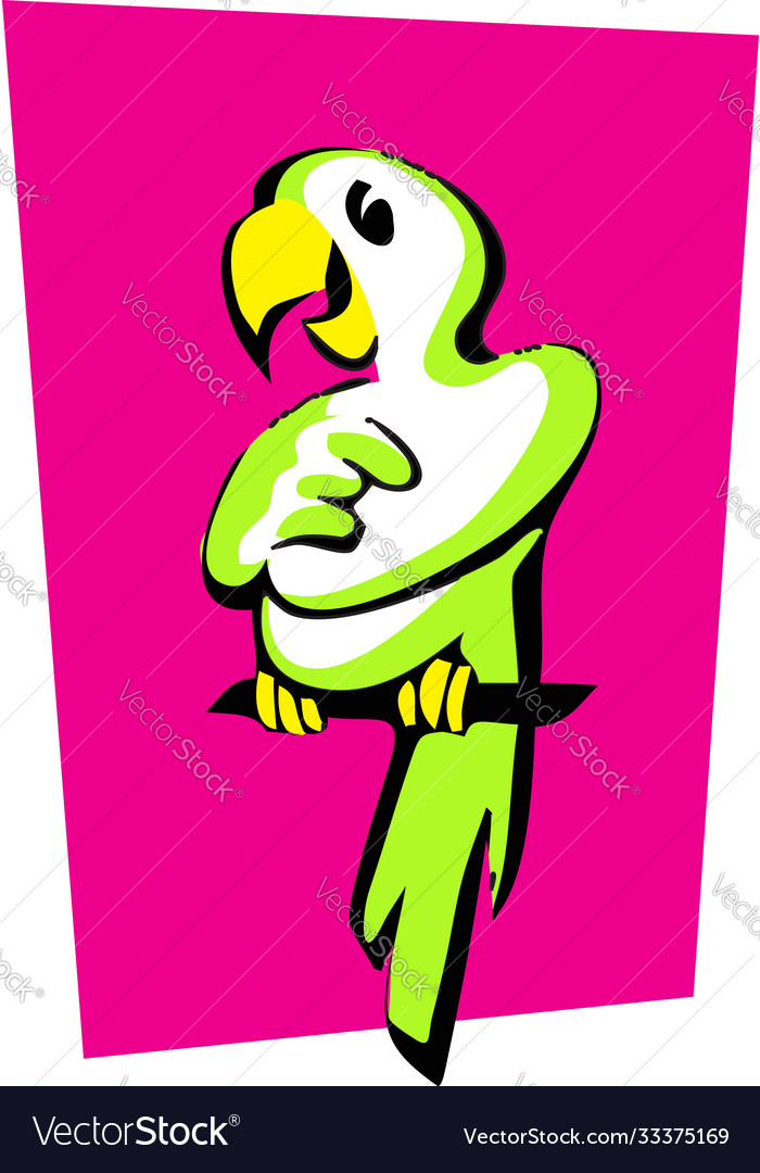 Stylized image a cheerful green parrot