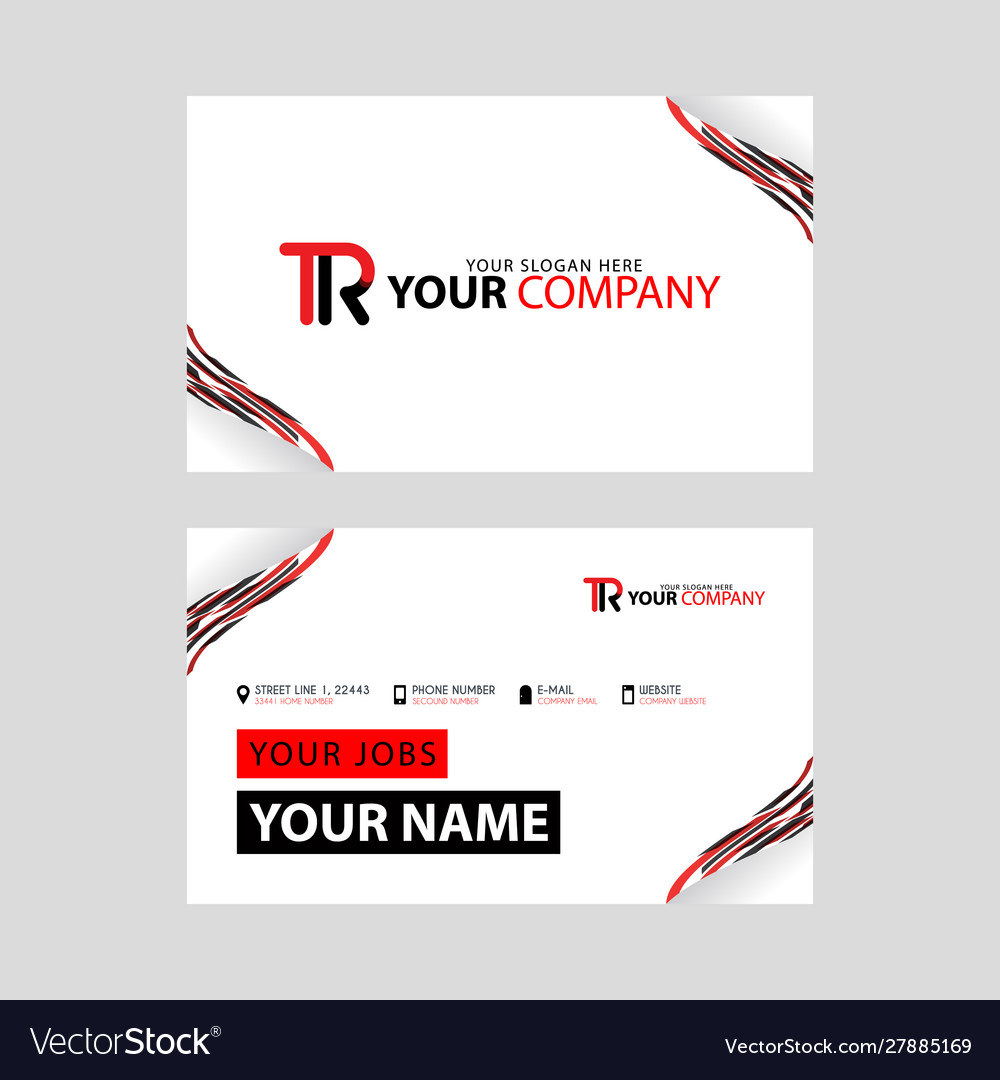 Tr logo on red black business card