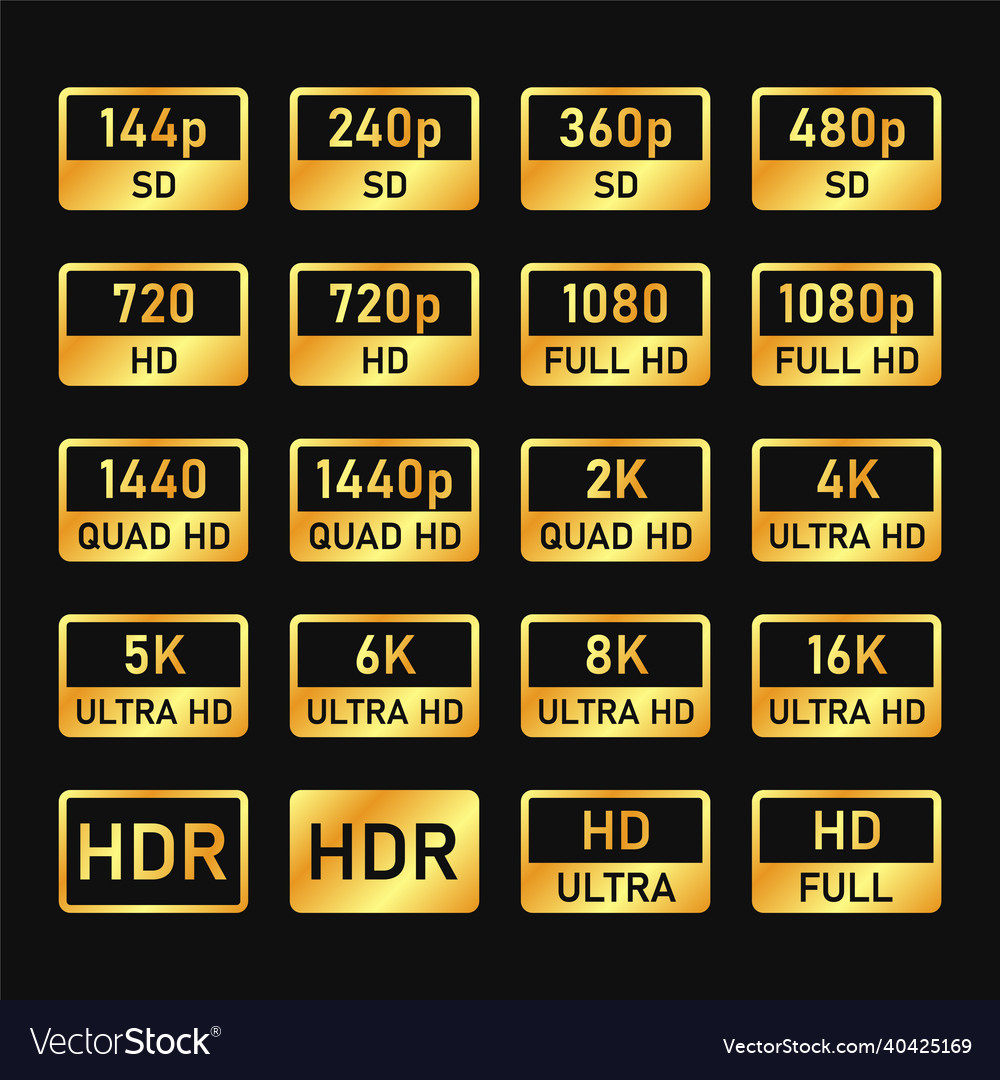 Video And Tv Size Resolution Icons Ultra Hd Vector Image