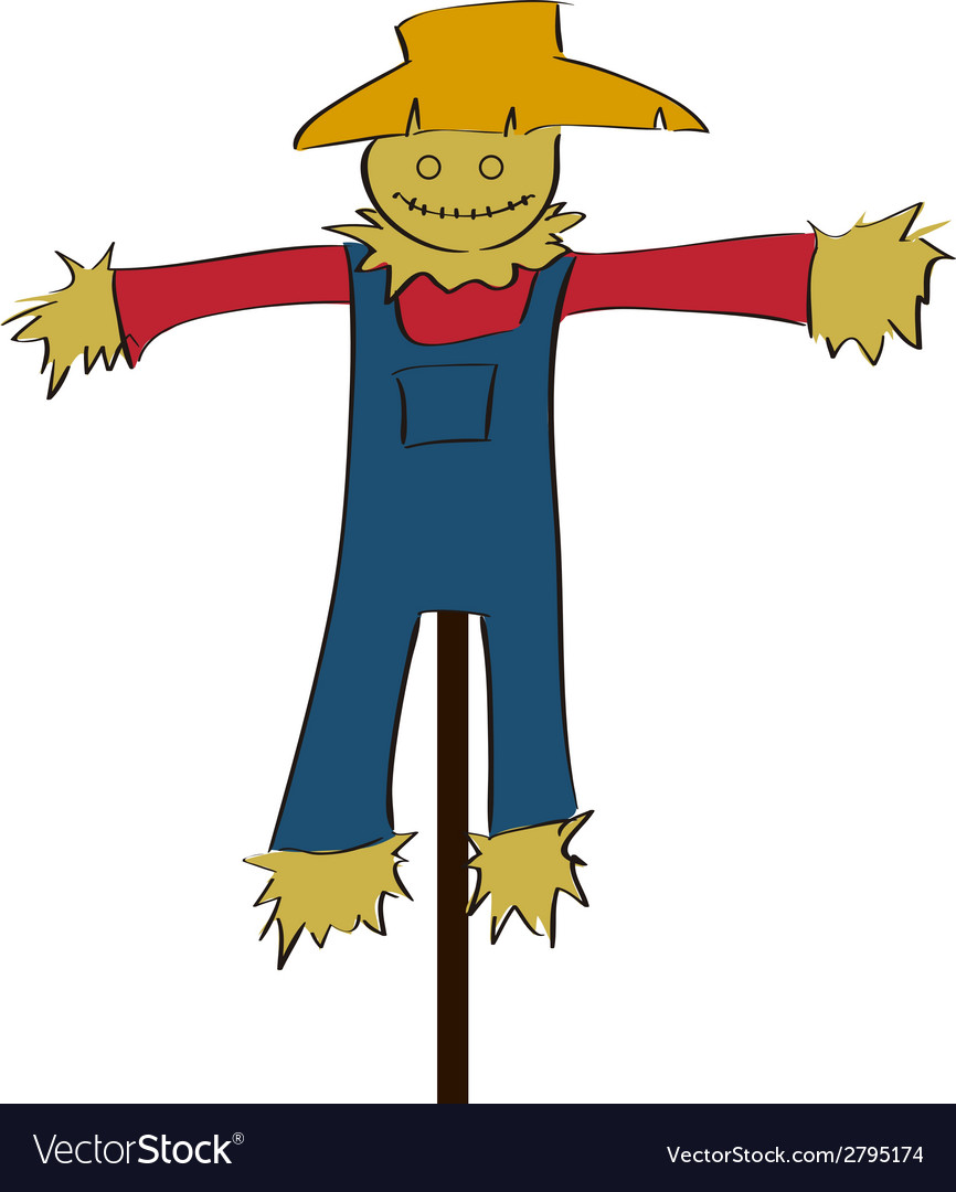 An isolated scarecrow on a white background