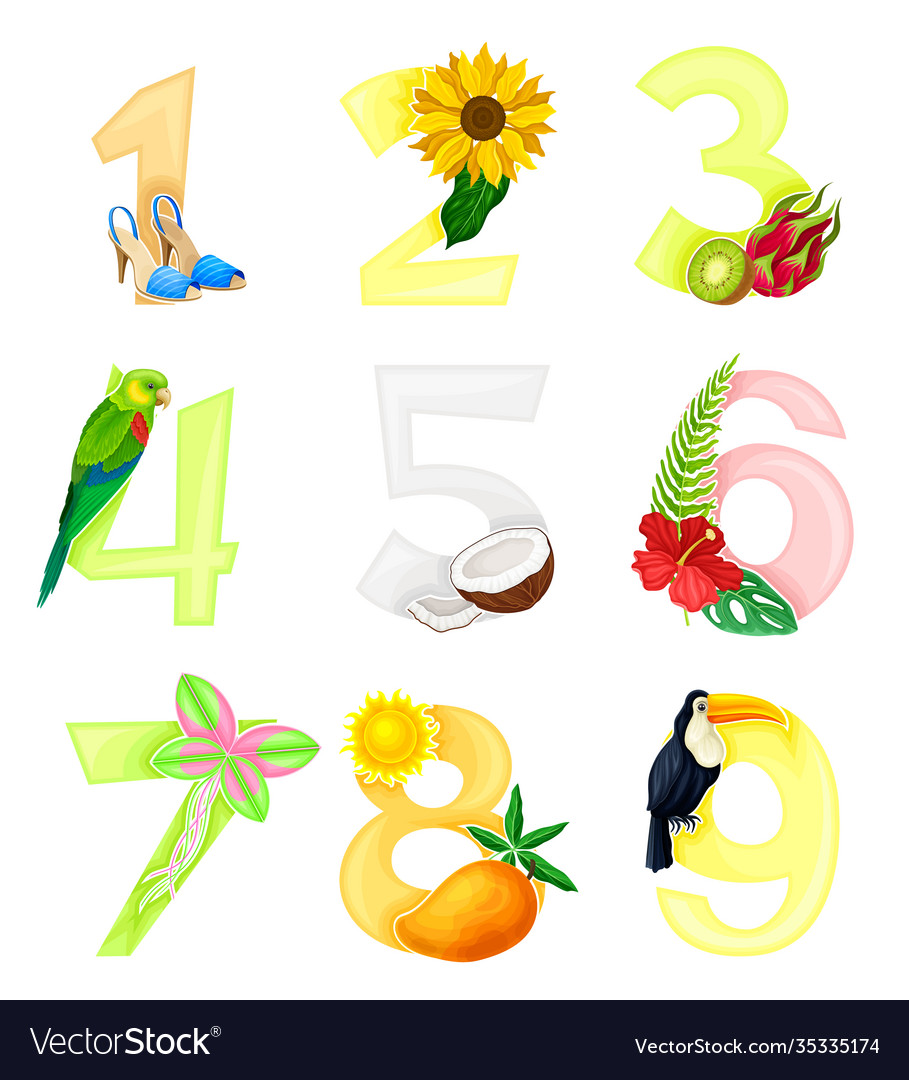 Bright summer numbers with sunny season attributes
