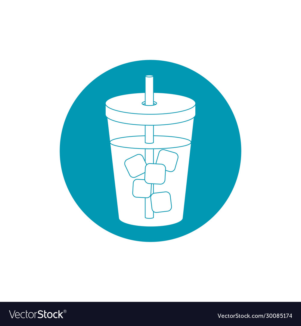 Drinks beverage cold with ice cubes and straw blue