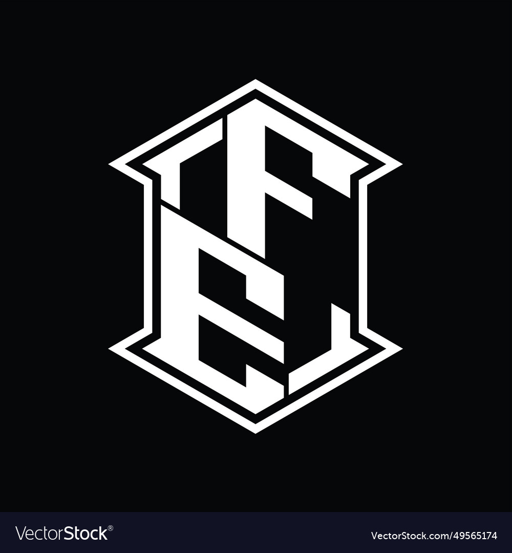 Fe logo monogram hexagon shield shape up and down