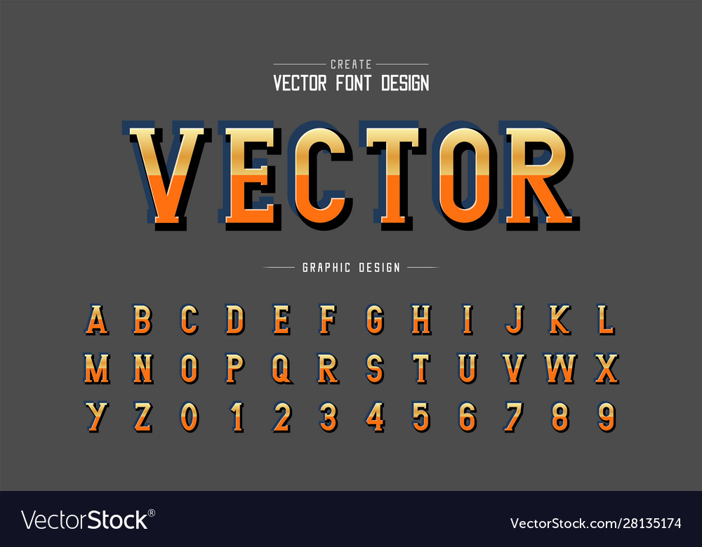 Gradient font and reflective alphabet writing Vector Image