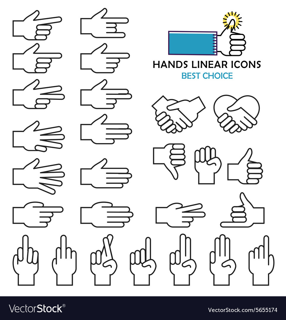 Hand Icon Set - Linear Style