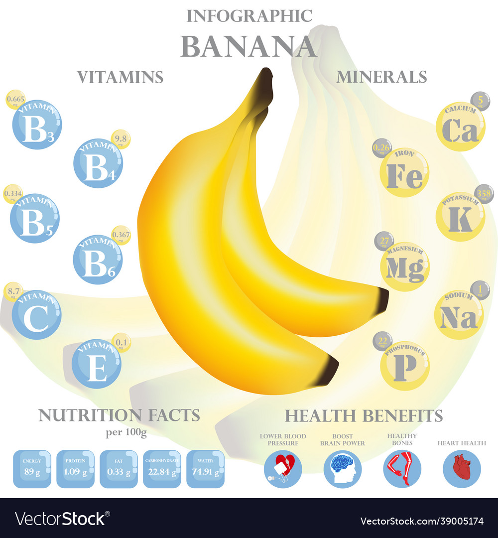 Health benefits and nutrition facts banana Vector Image