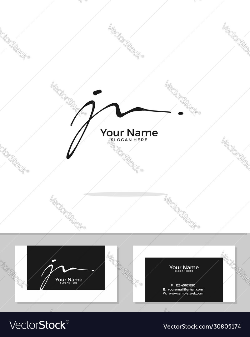 J N Jn Initial Logo Signature Handwriting Vector Image