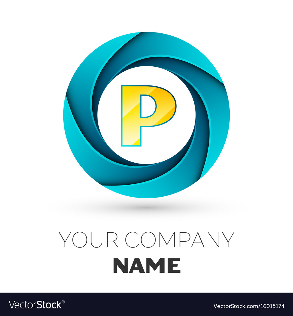 Letter p logo symbol in the colorful circle