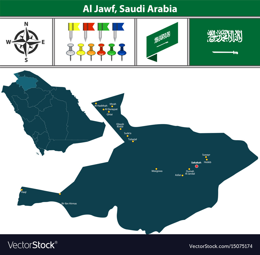 Al Jouf Saudi Arabia Map Map Of Al Jawf Saudi Arabia Royalty Free Vector Image