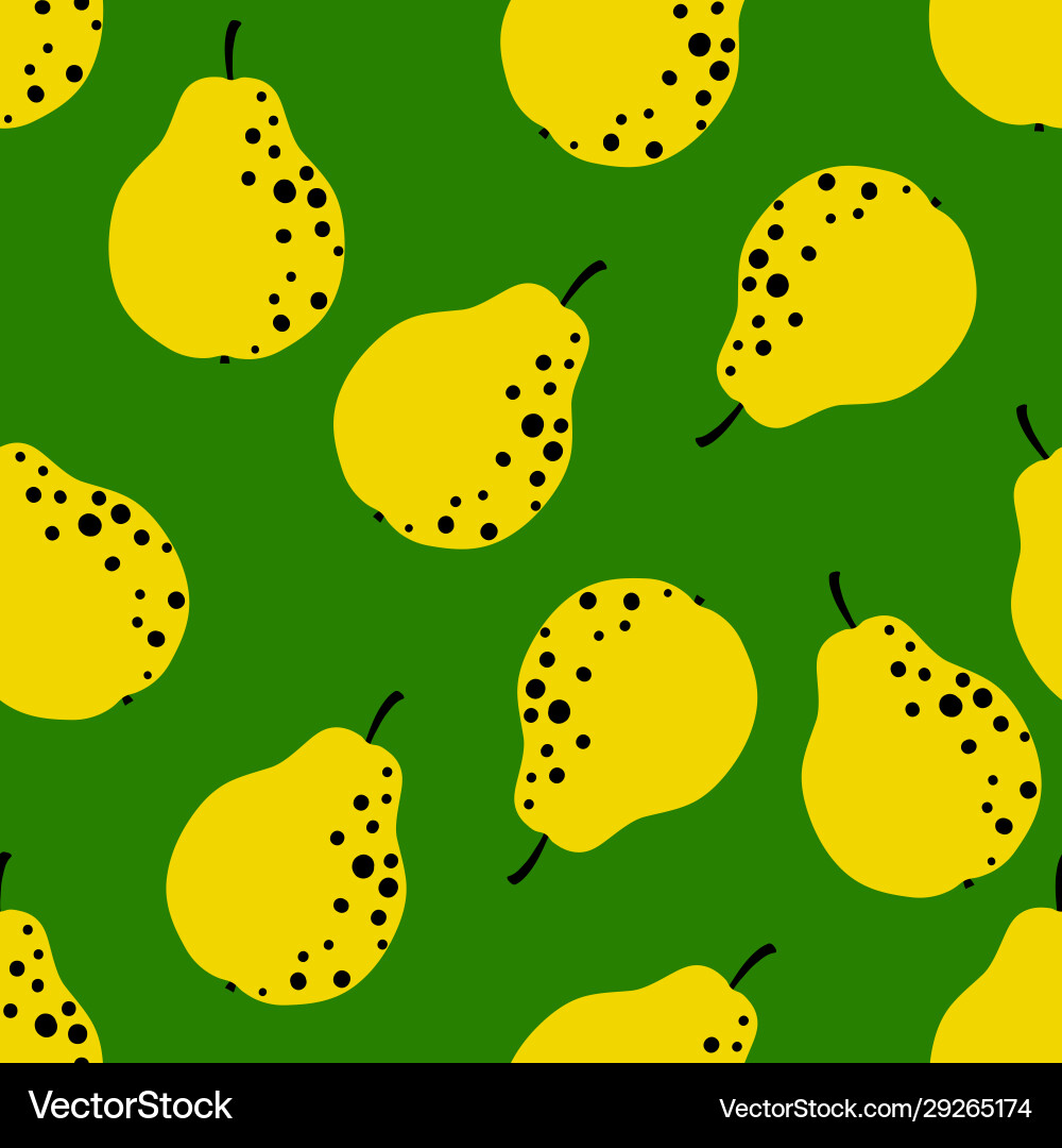Pear pattern seamless background with yellow Vector Image