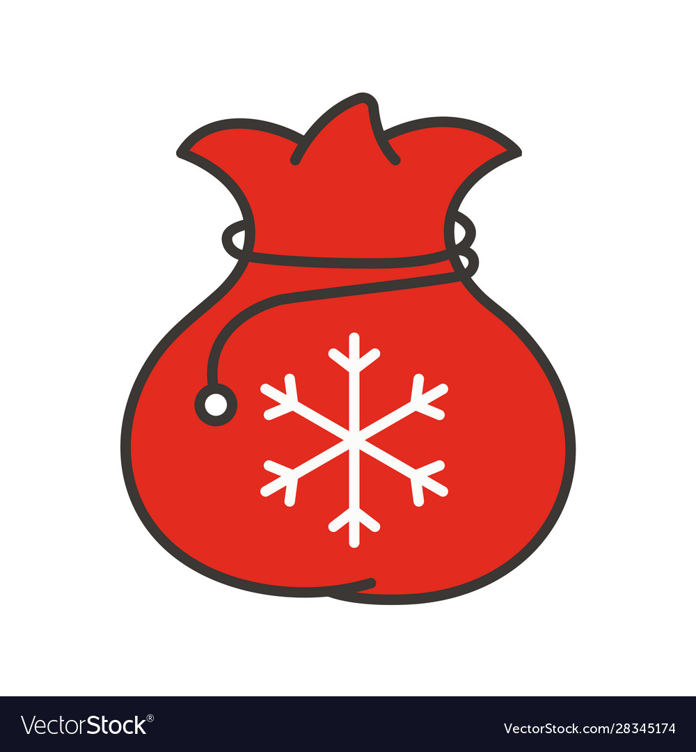 Santa claus gift bag color icon Royalty Free Vector Image