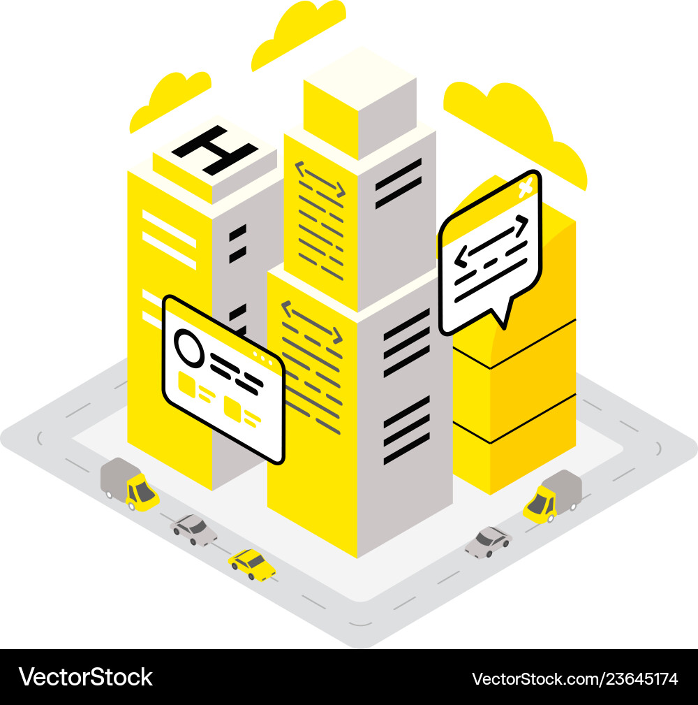 Smart city data infrastructure server isometric Vector Image