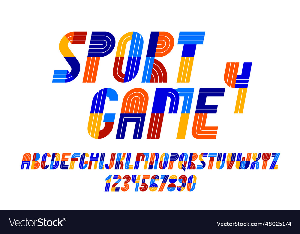 Sport game font retro trendy geometric alphabet