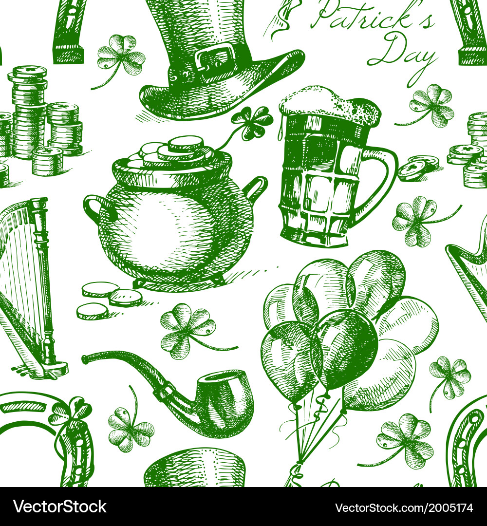 St patricks day seamless pattern Royalty Free Vector Image