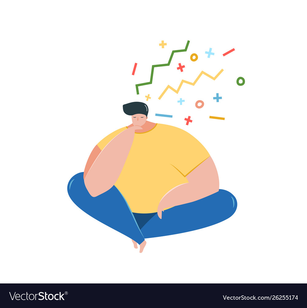 Thoughtful man sitting thinking flat Royalty Free Vector