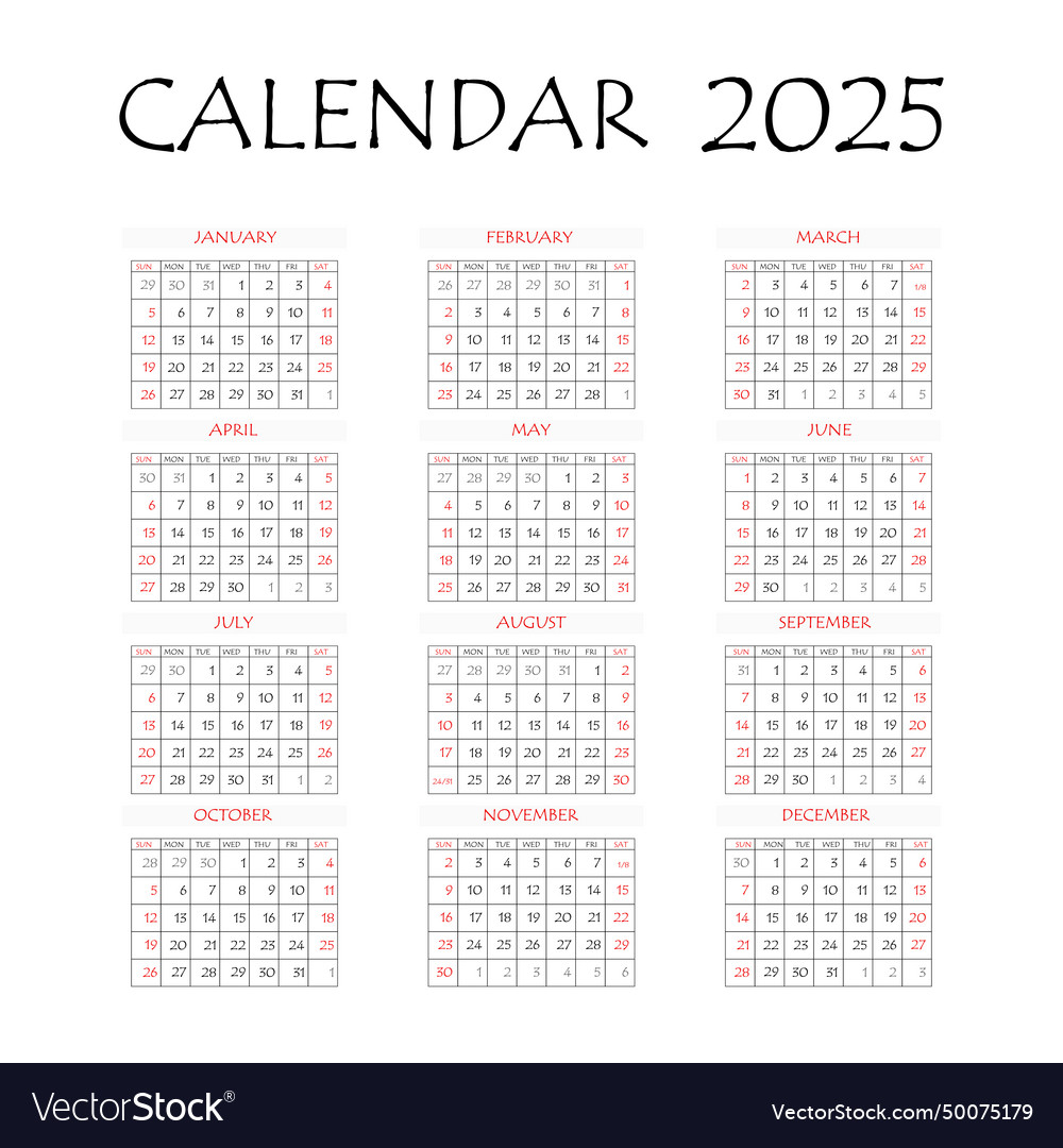 2025 calendar planner corporate week template Vector Image