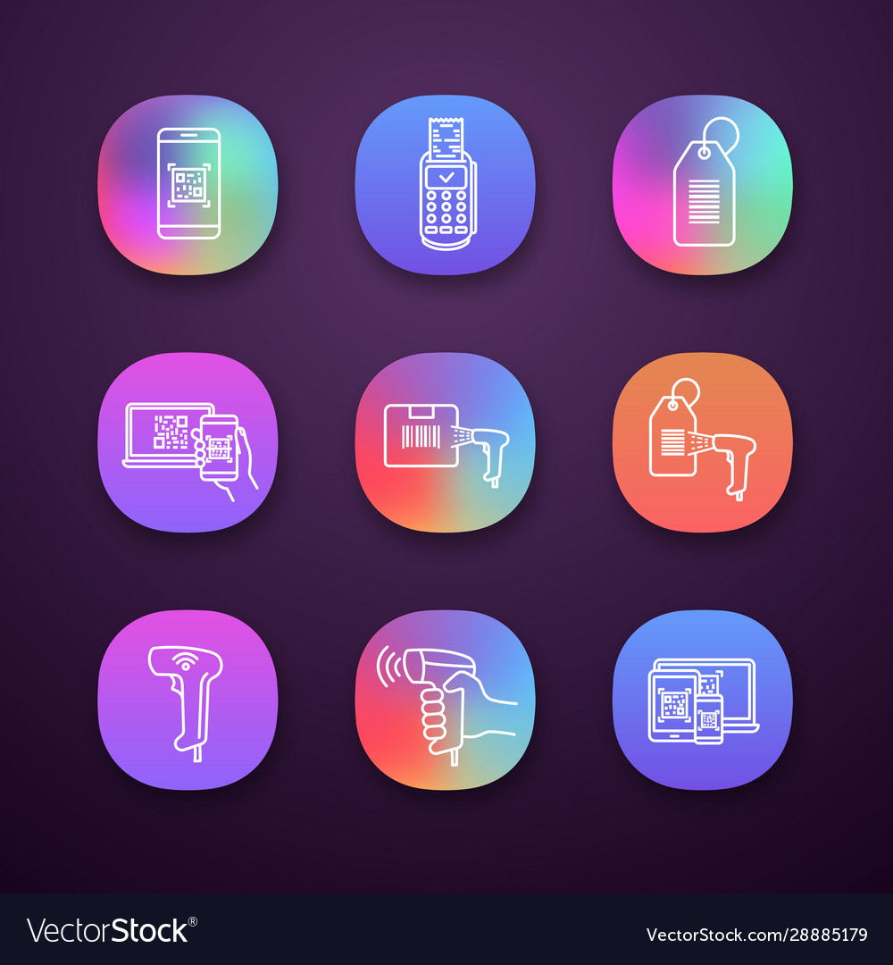 Barcodes app icons set vector image Barcodes app icons set