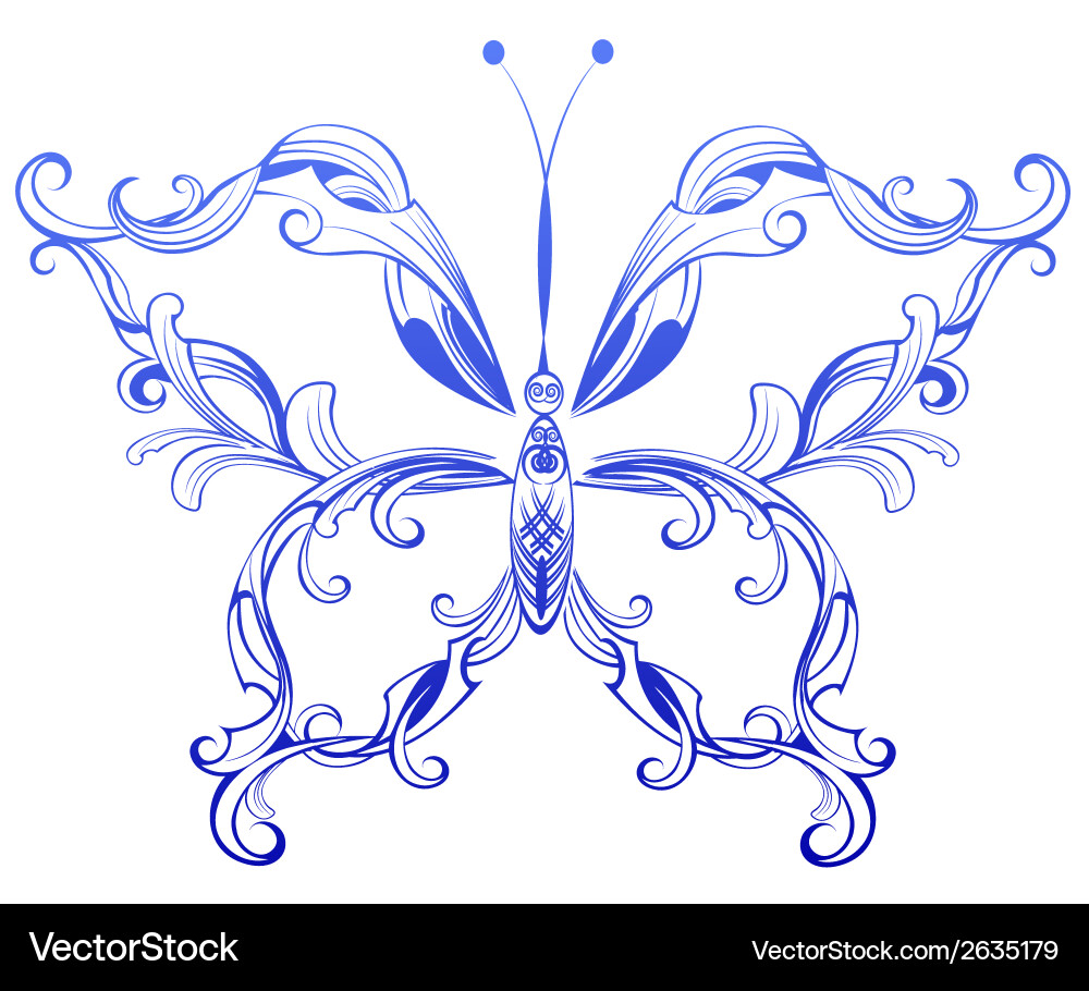 Blue patterned butterfly Royalty Free Vector Image