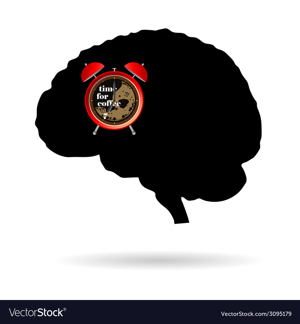 Brain with clock time for coffee