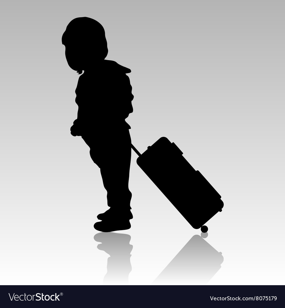 Child travel with bag silhouette