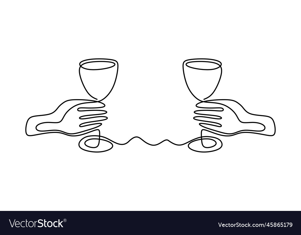 Continuous one line drawing of hands cheering