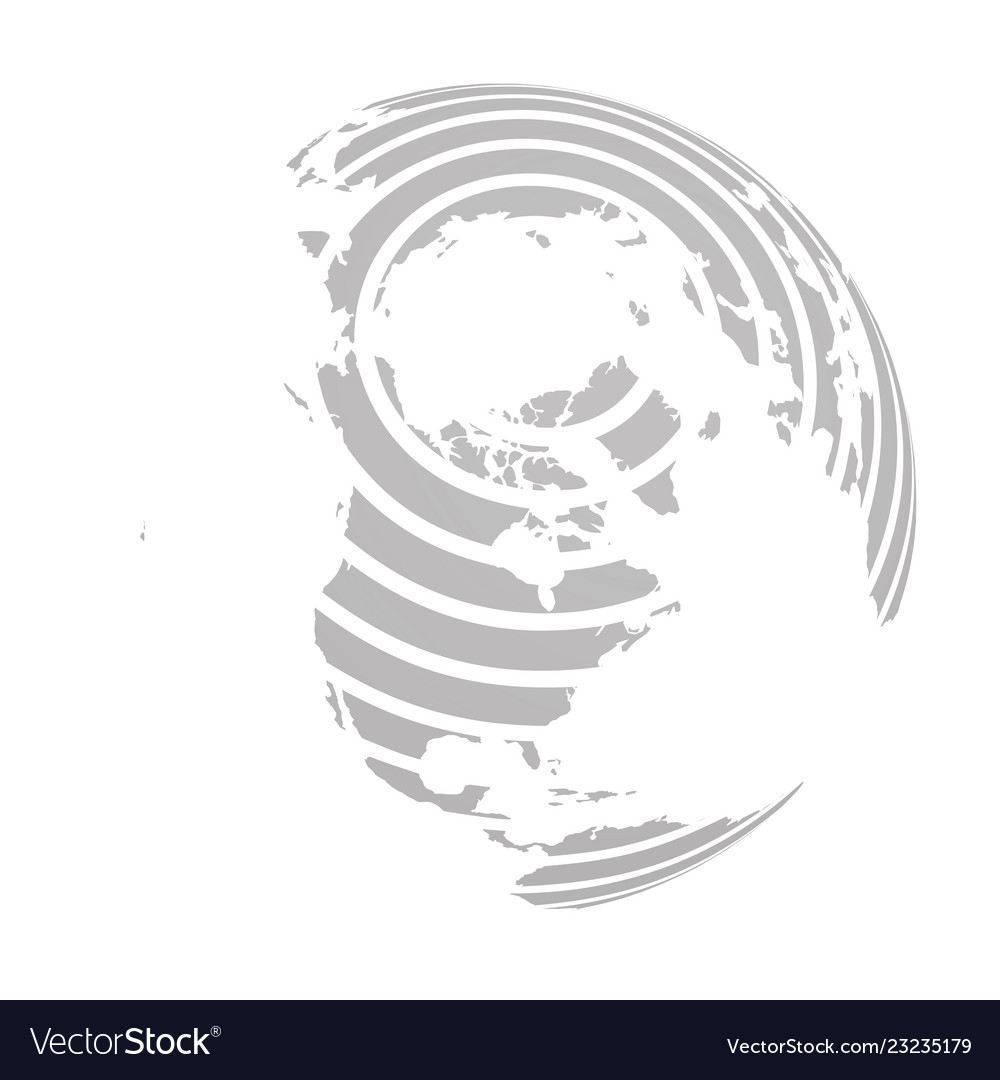 Earth globe with grey striped world land map vector image Earth globe with grey striped world land map