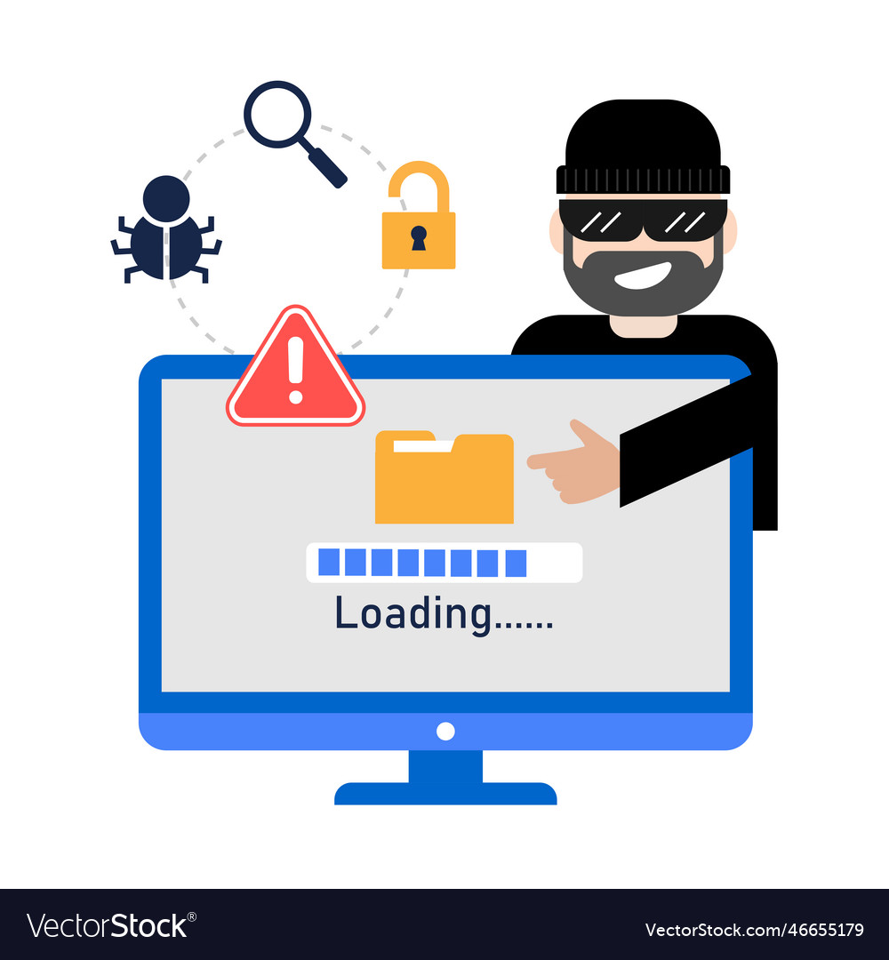 Hacker steal information and download data Vector Image