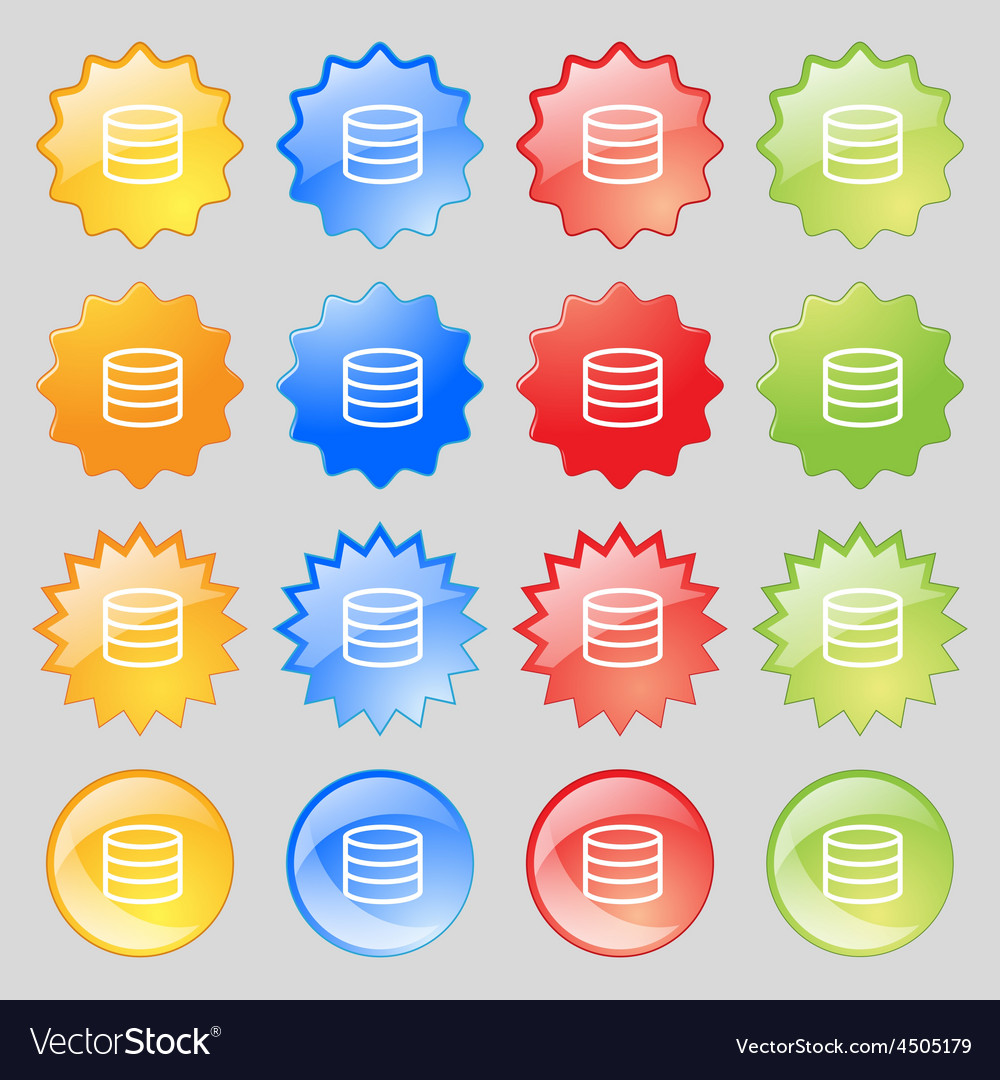 Hard disk and database icon sign big set of 16