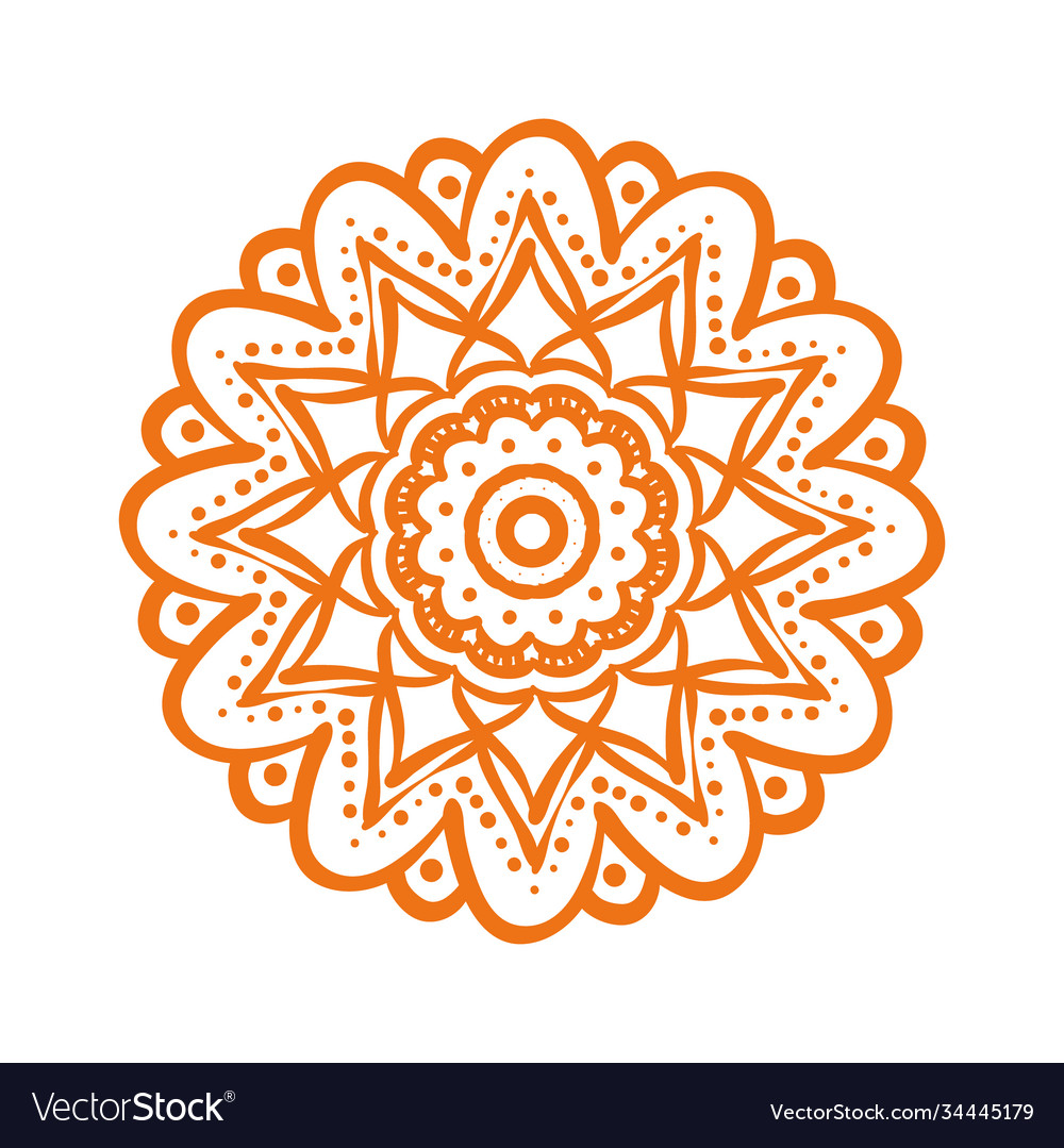 Orange mandala floral ethnicity isolated icon Vector Image