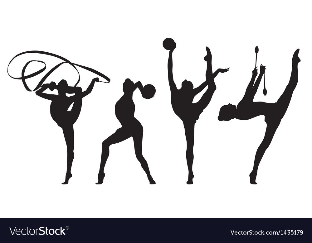 Rhythmic gymnastics silhouette Royalty Free Vector Image