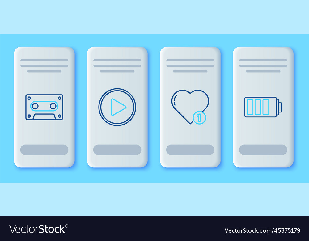 Set line play in circle like and heart retro